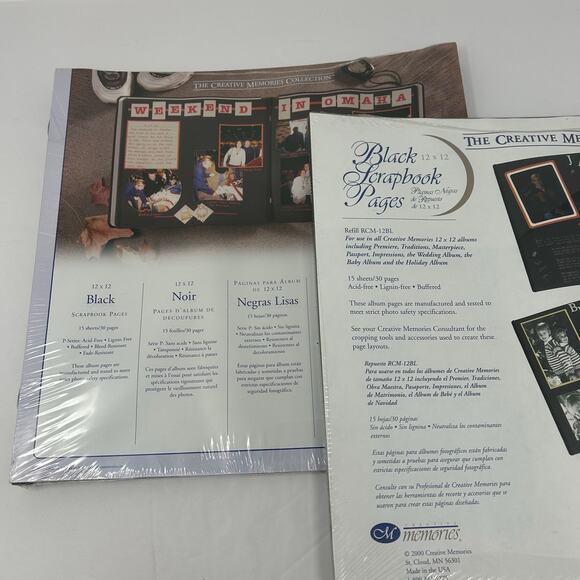 Lot 2 NIP Creative Memories Original 12X12 Black Scrapbook Pages Album Refills - Picture 2 of 7